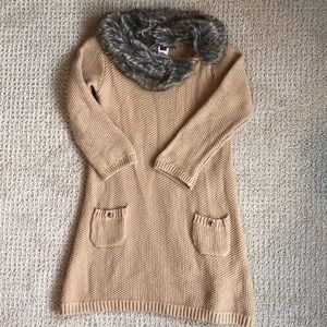 Janie and Jack Sweater Dress with Faux Fur Collar